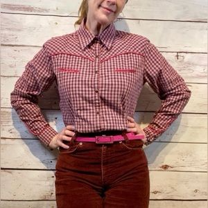 Cruel Girl • Vintage Piped Mini Check Rockabilly Western Shirt S